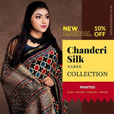 Chanderi Silk Saree - WeaversIndia