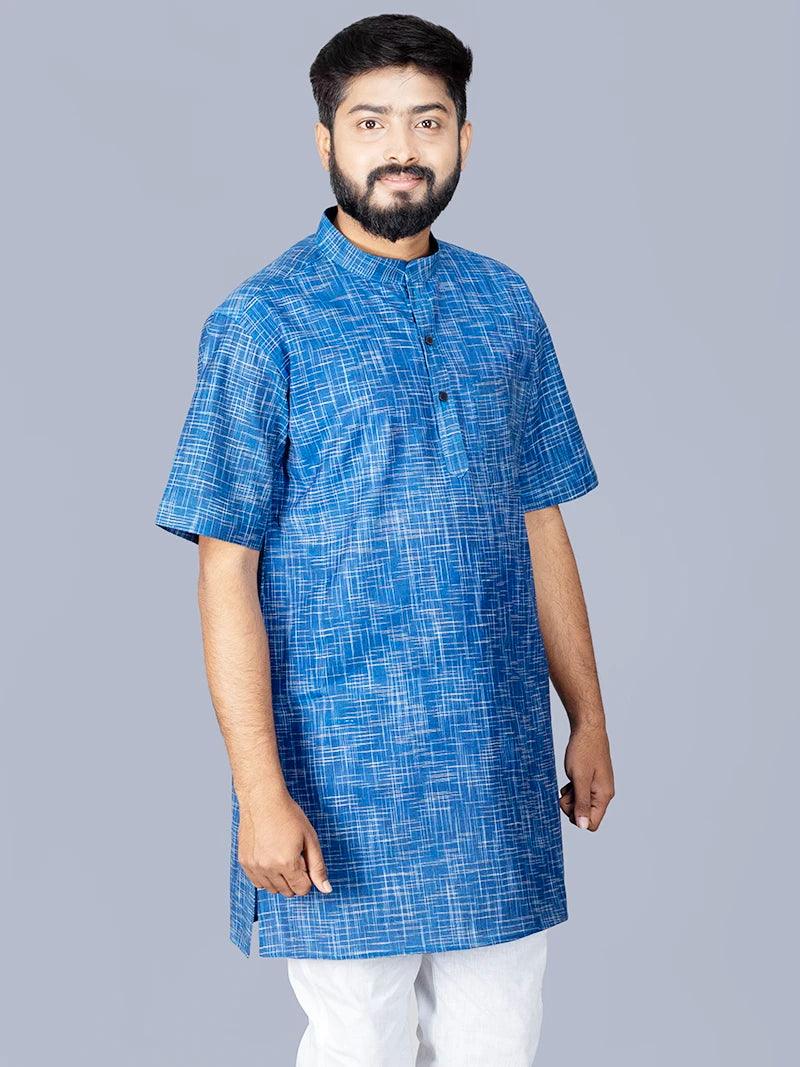Blue Springs Handwoven Organic Cotton Men Kurta - WeaversIndia