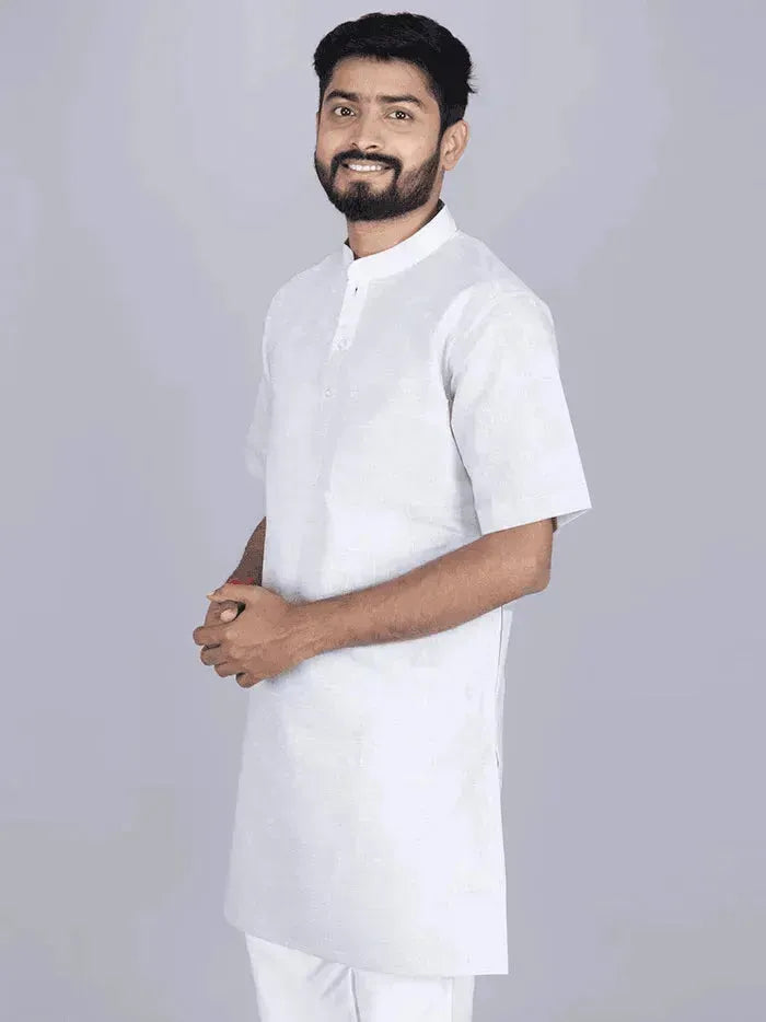 Cadet Grey Springs Handwoven Organic Cotton Men Kurta - WeaversIndia