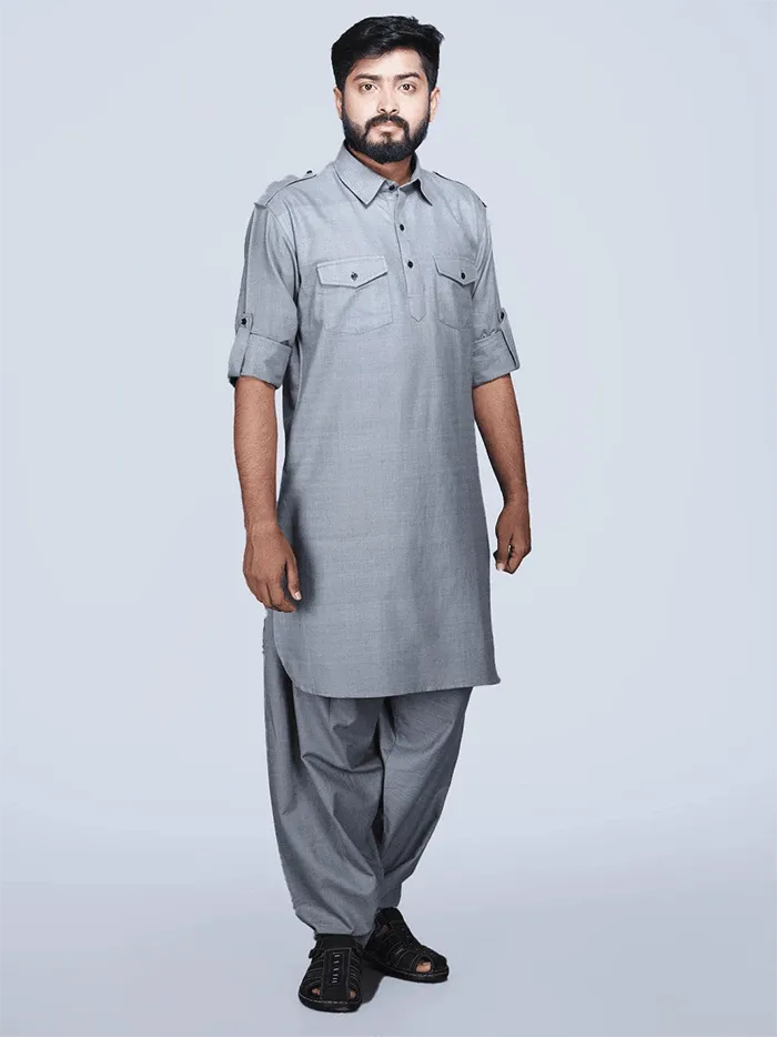 Men Pathani Kurta Pajama Set – WeaversIndia - Main Image