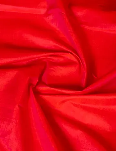 Orange Solid Bishnupuri Silk Fabric - WeaversIndia