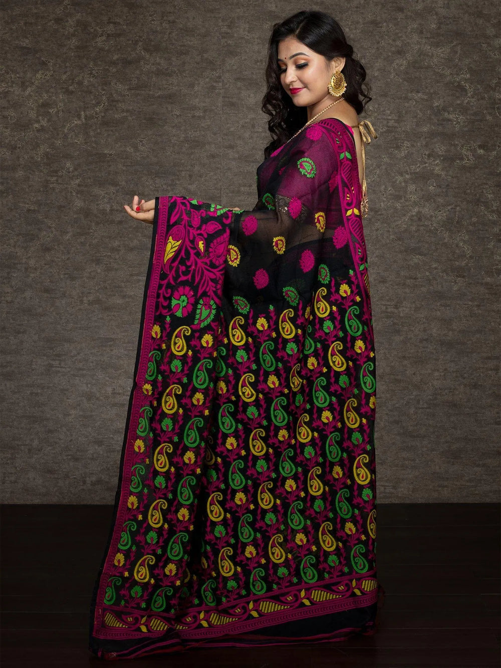 Wonderful Allover Soft Dhakai Jamdani Saree - WeaversIndia