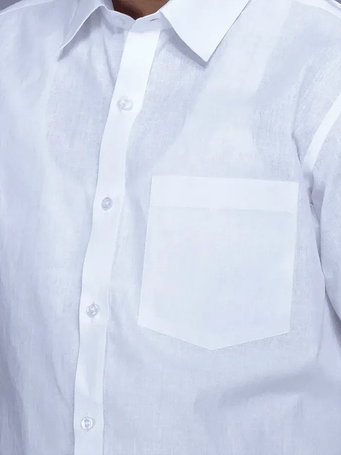 Organic Cotton White Formal Half Sleeves Men Shirt - WeaversIndia