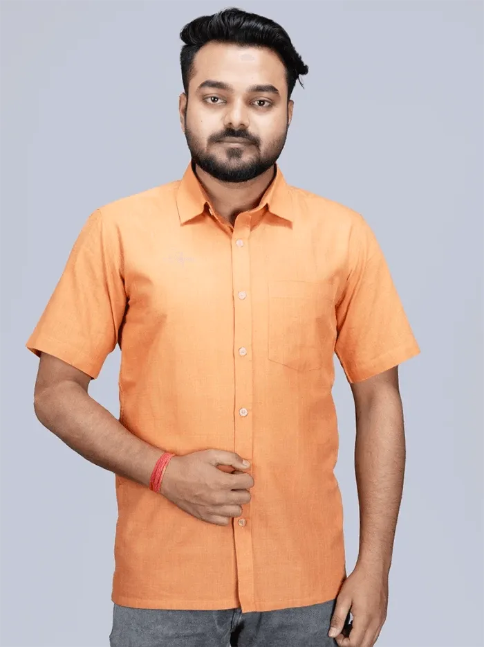 Persian Orange Handwoven Organic Cotton Men Shirt