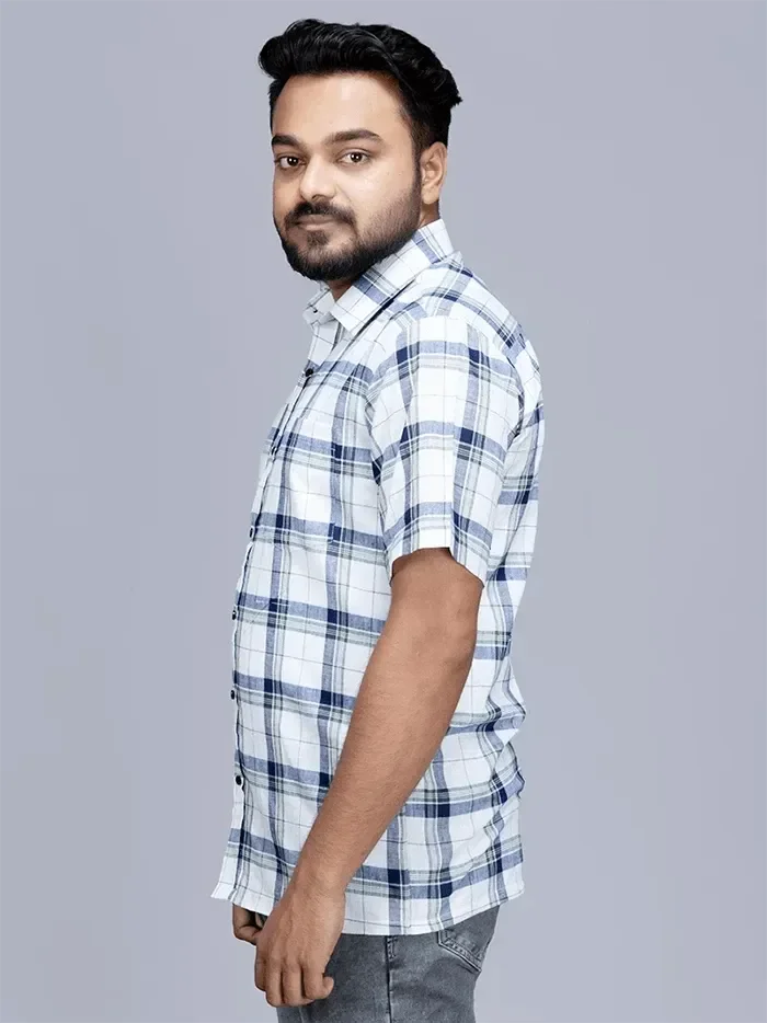 Box Checks Handwoven Organic Cotton Men Shirt - WeaversIndia