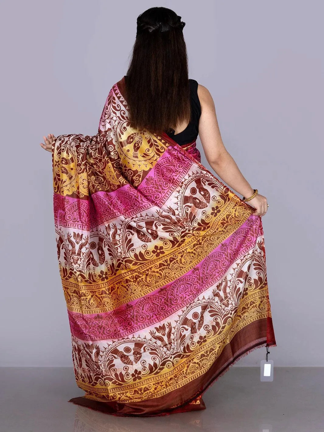 Allover Printed Bishnupuri Katan Silk Saree