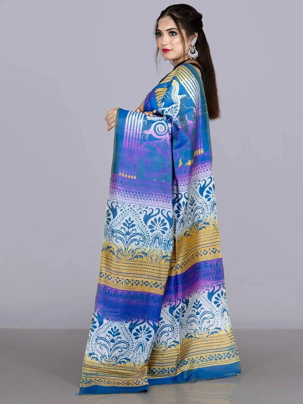 Allover Printed Bishnupuri Katan Silk Saree