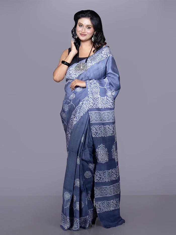Par Anchal Buti Printed Bishnupuri Katan Silk Saree - WeaversIndia
