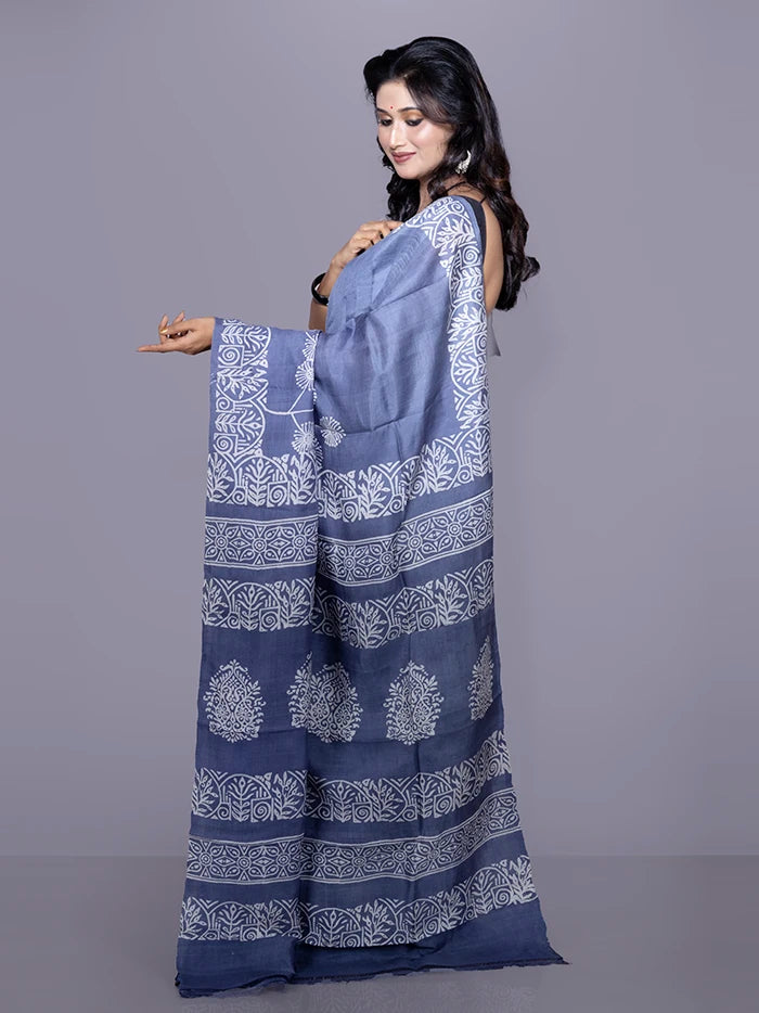Par Anchal Buti Printed Bishnupuri Katan Silk Saree