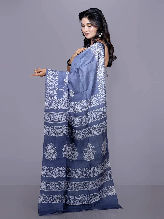 Par Anchal Buti Printed Bishnupuri Katan Silk Saree - WeaversIndia