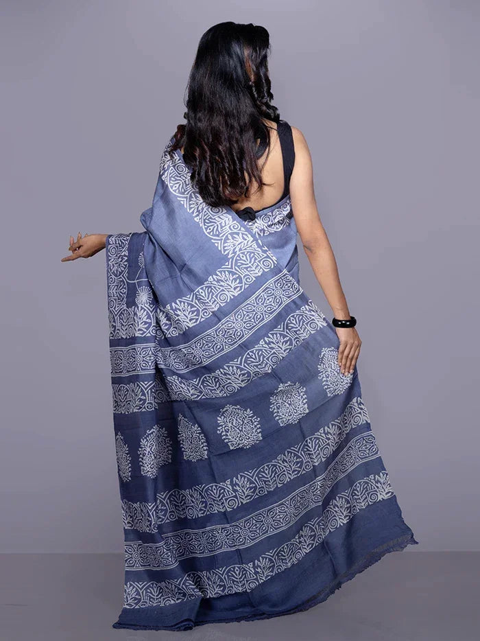Par Anchal Buti Printed Bishnupuri Katan Silk Saree - WeaversIndia