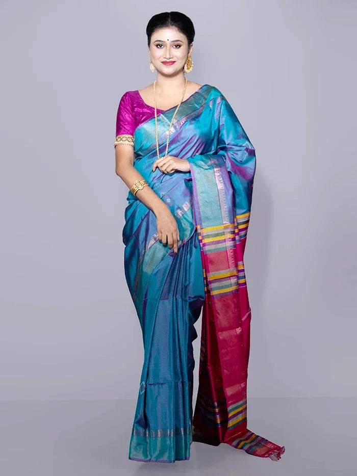 Par Anchal Buti Kalakshetra Silk Saree