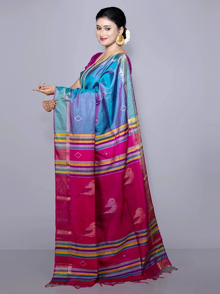 Par Anchal Buti Kalakshetra Silk Saree