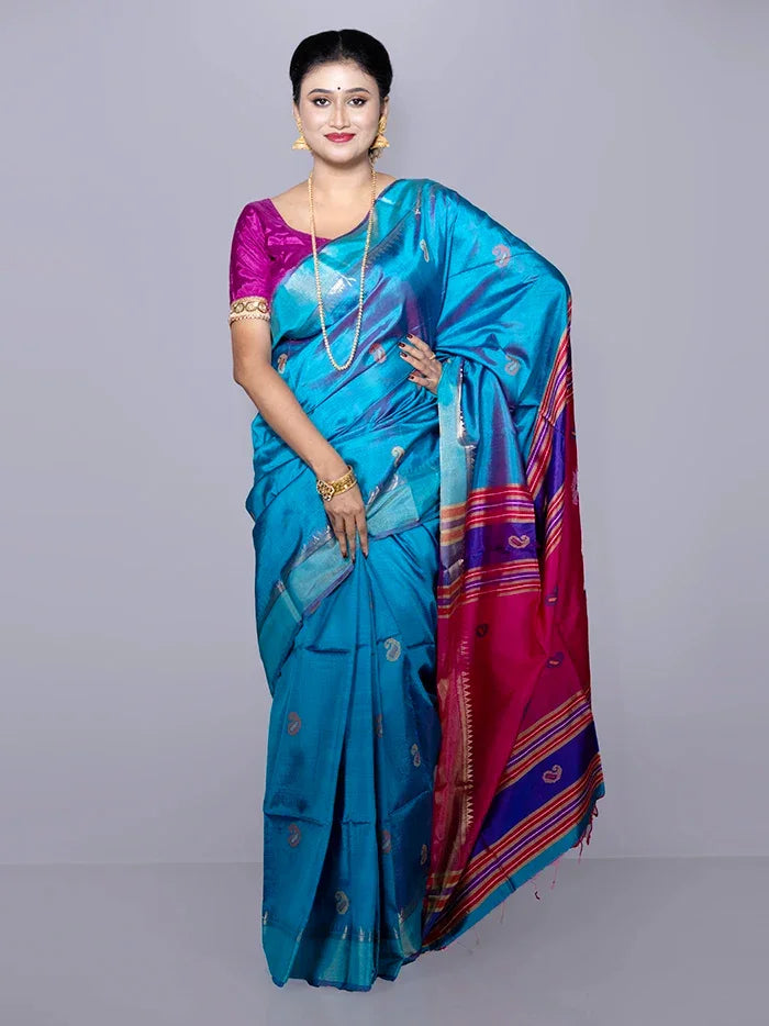 Par Anchal Buti Kalakshetra Silk Saree