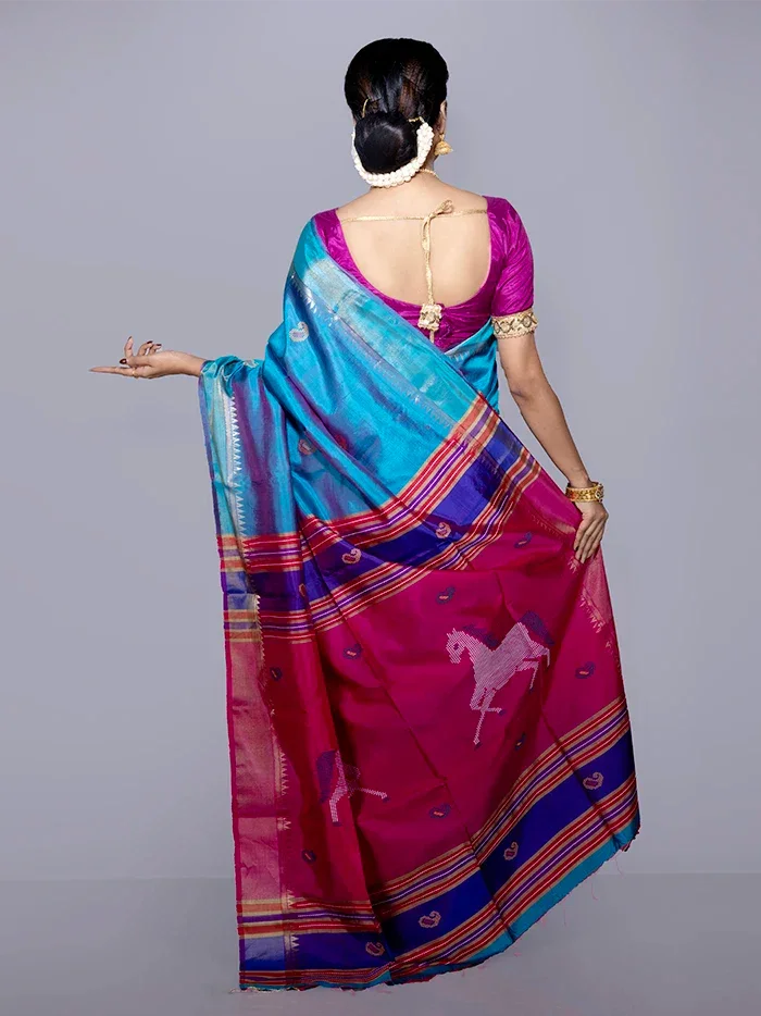 Par Anchal Buti Kalakshetra Silk Saree