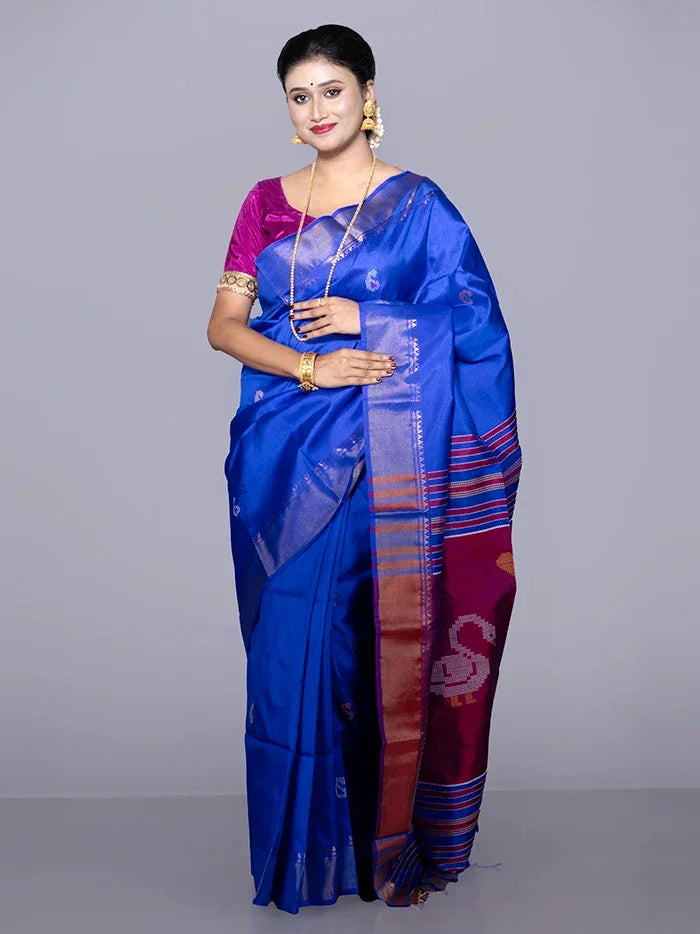 Blue Par Anchal Buti Kalakshetra Silk Saree