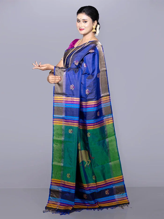 Par Anchal Buti Kalakshetra Silk Saree