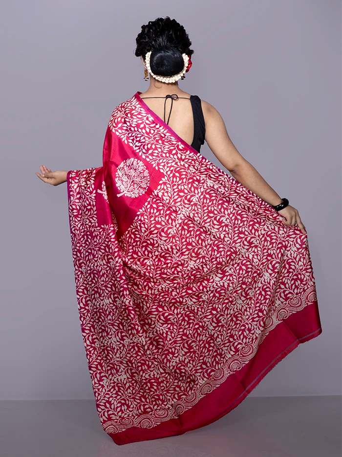 Par Anchal Buti Printed Bishnupuri Katan Silk Saree