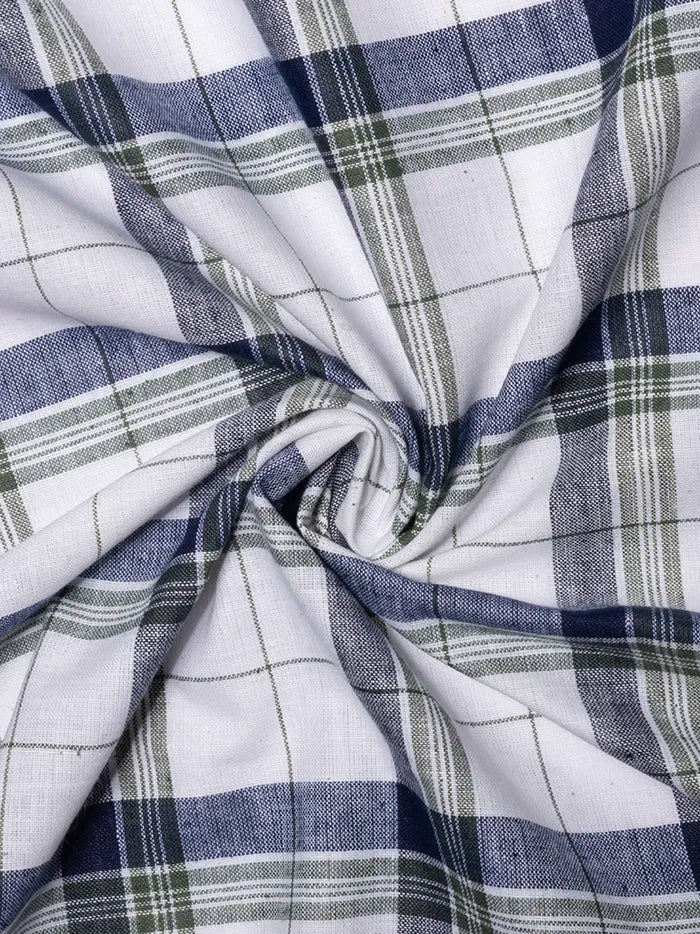 Multi Colour Checks Handwoven Organic Cotton Fabric 44 Inch Width