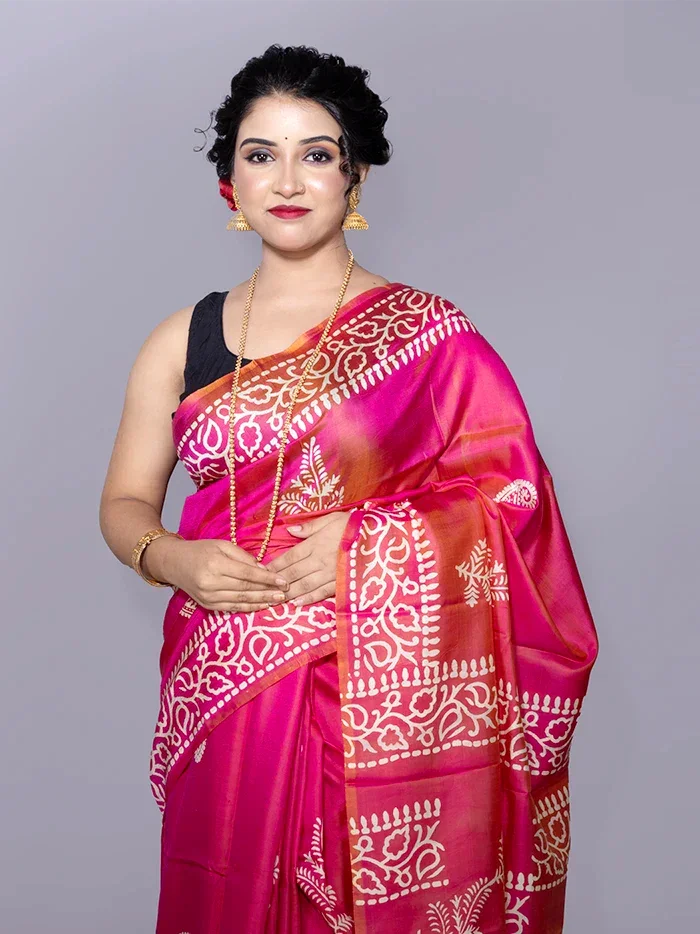 Par Anchal Buti Printed Bishnupuri Katan Silk Saree - WeaversIndia
