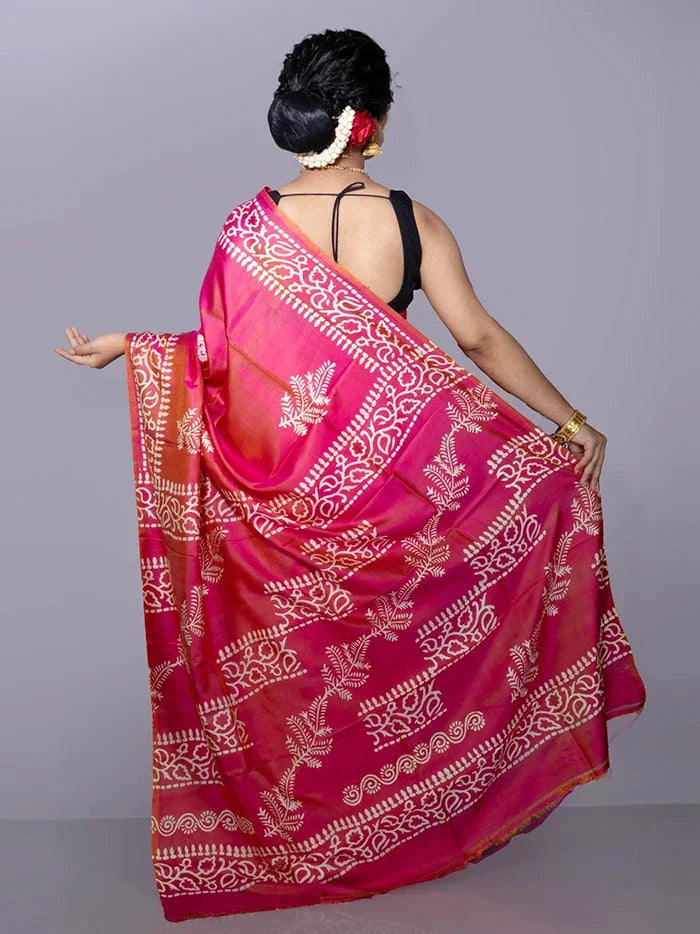 Par Anchal Buti Printed Bishnupuri Katan Silk Saree - WeaversIndia