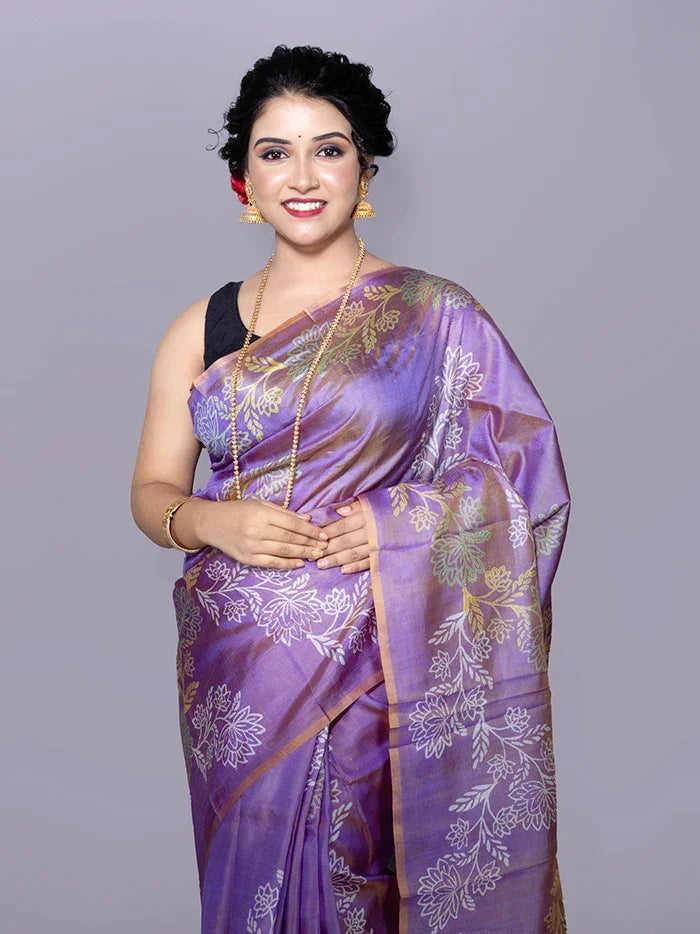 Par Anchal Buti Printed Bishnupuri Katan Silk Saree - WeaversIndia