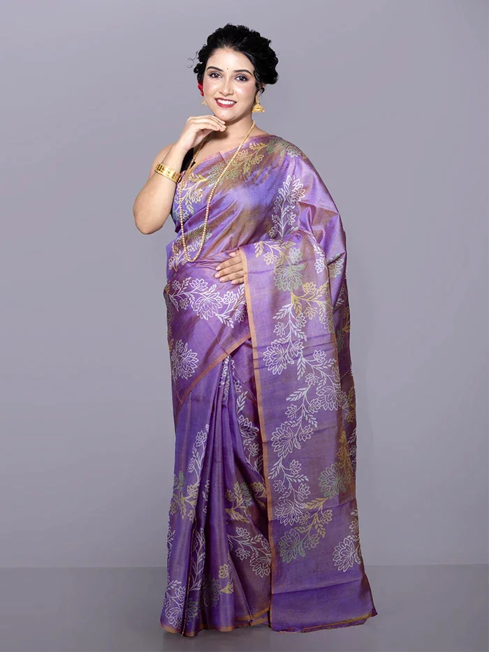Par Anchal Buti Printed Bishnupuri Katan Silk Saree - WeaversIndia