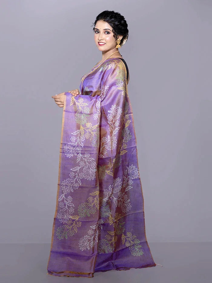 Par Anchal Buti Printed Bishnupuri Katan Silk Saree - WeaversIndia