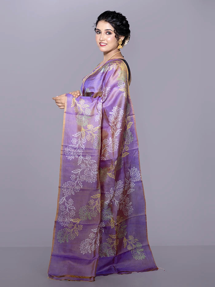 Par Anchal Buti Printed Bishnupuri Katan Silk Saree