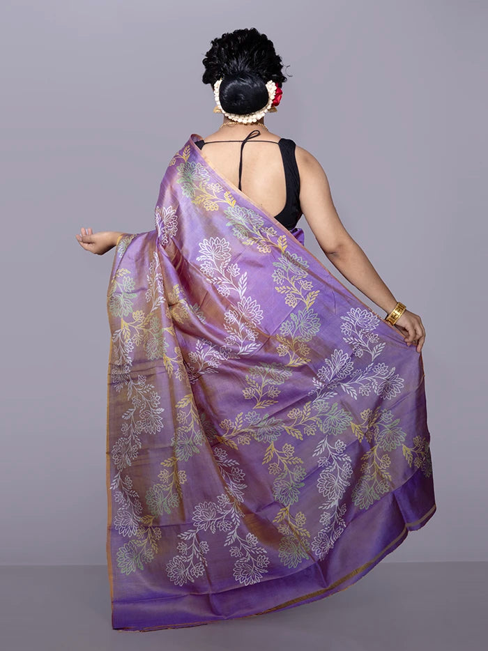 Par Anchal Buti Printed Bishnupuri Katan Silk Saree