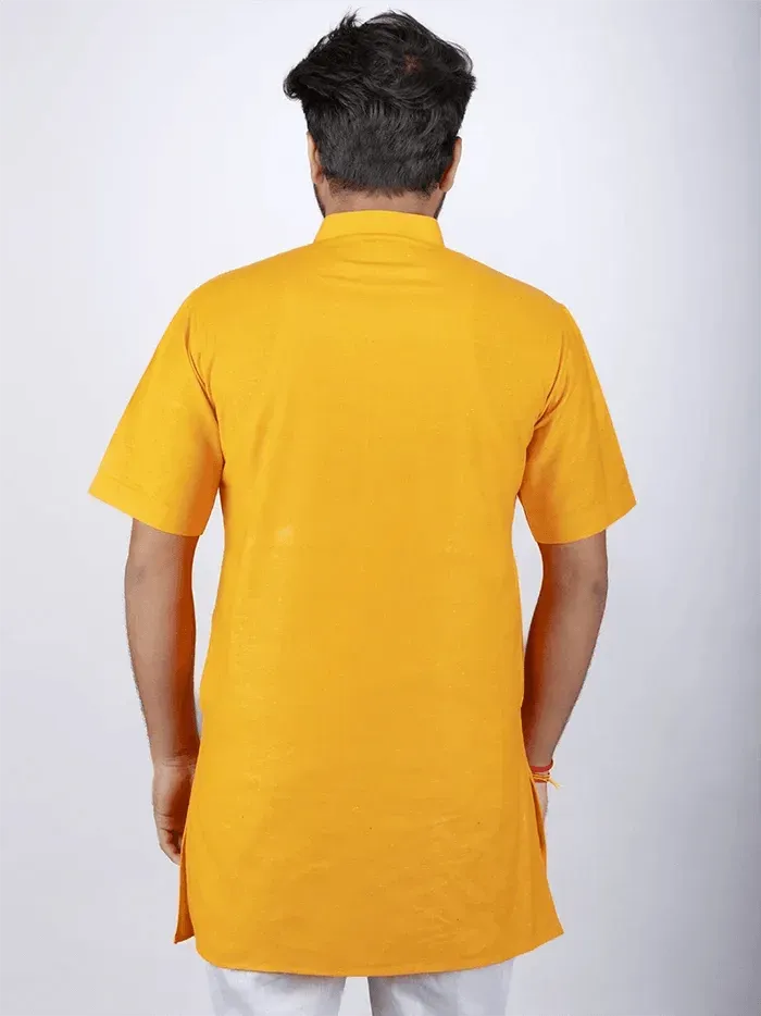 Saffron Handwoven Organic Cotton Men Kurta