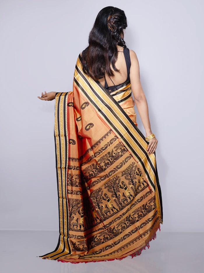 Wonderful Orange Traditional Garad Silk Saree