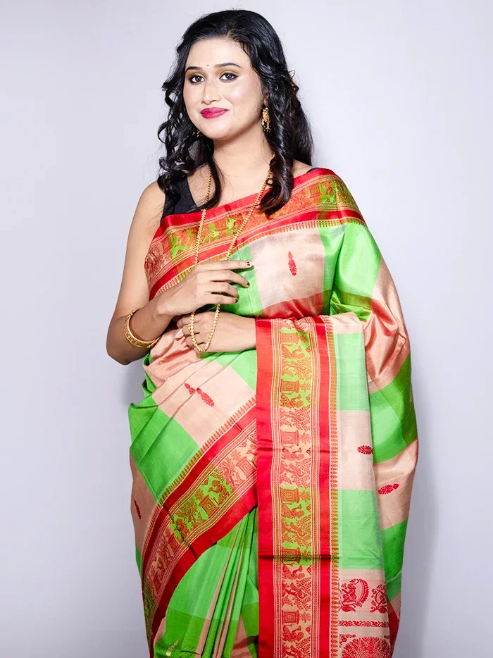 Allover Traditional Garad Silk Saree - WeaversIndia