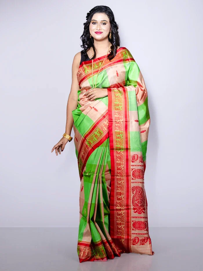 Allover Traditional Garad Silk Saree - WeaversIndia