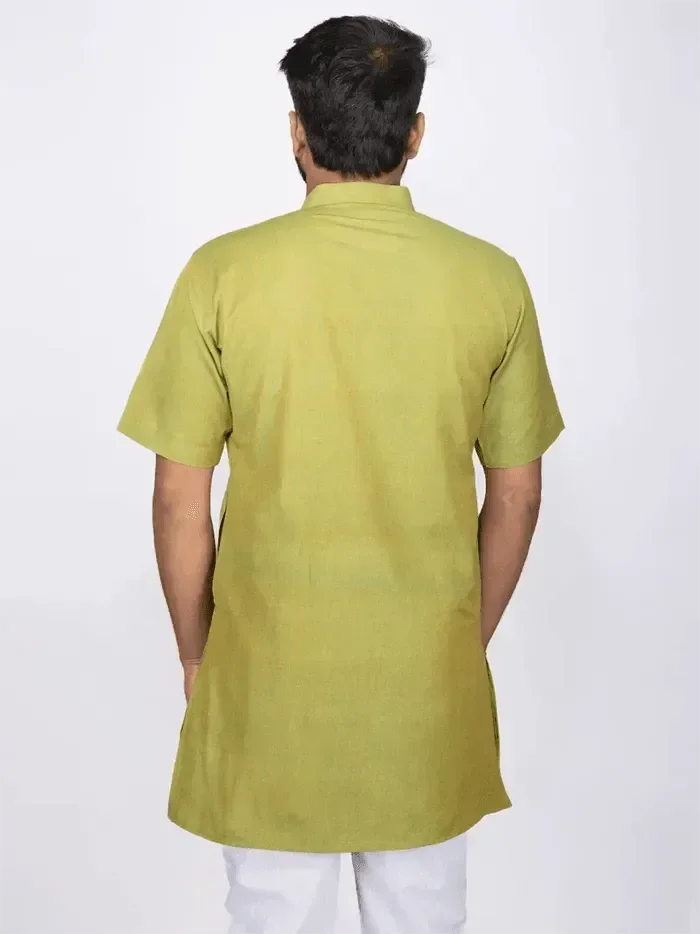Green Naples Handwoven Organic Cotton Men Kurta - WeaversIndia