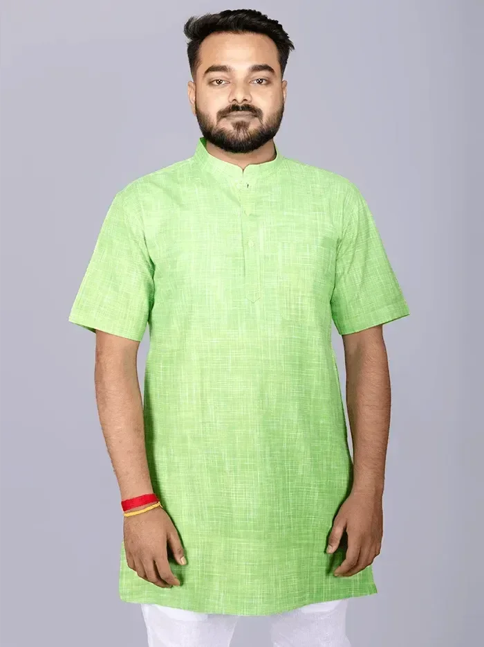 Green Springs Handwoven Organic Cotton Men Kurta - WeaversIndia