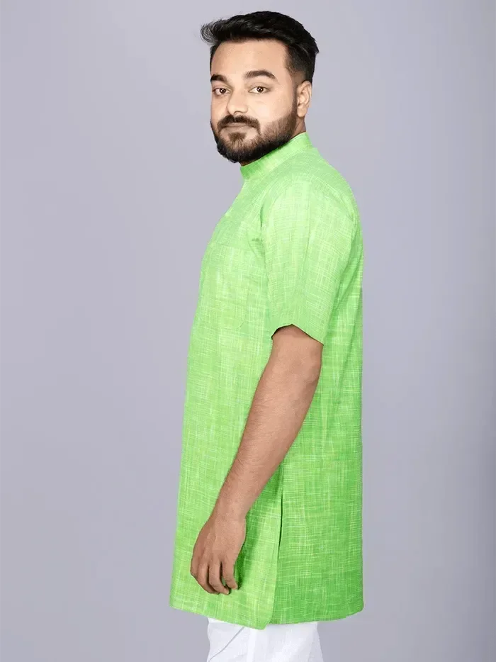 Green Springs Handwoven Organic Cotton Men Kurta - WeaversIndia