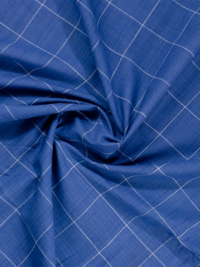 Blue Checks Handwoven Organic Cotton Fabric 44 Inch Width