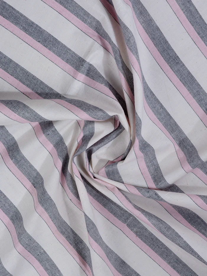 Striped Handwoven Organic Cotton Fabric 44 Inch Width