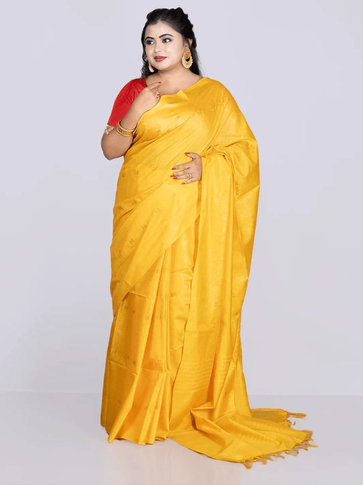 Elegant Yellow Woven BhagalPuri Silk Saree - WeaversIndia