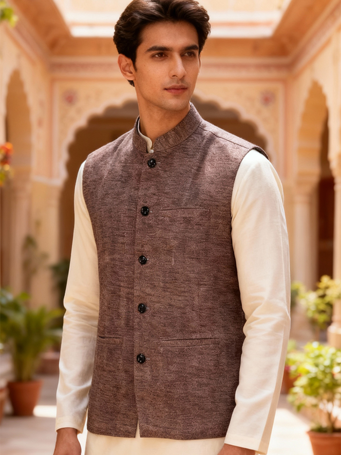 Multi Colour Handwoven Cotton Modi Jacket