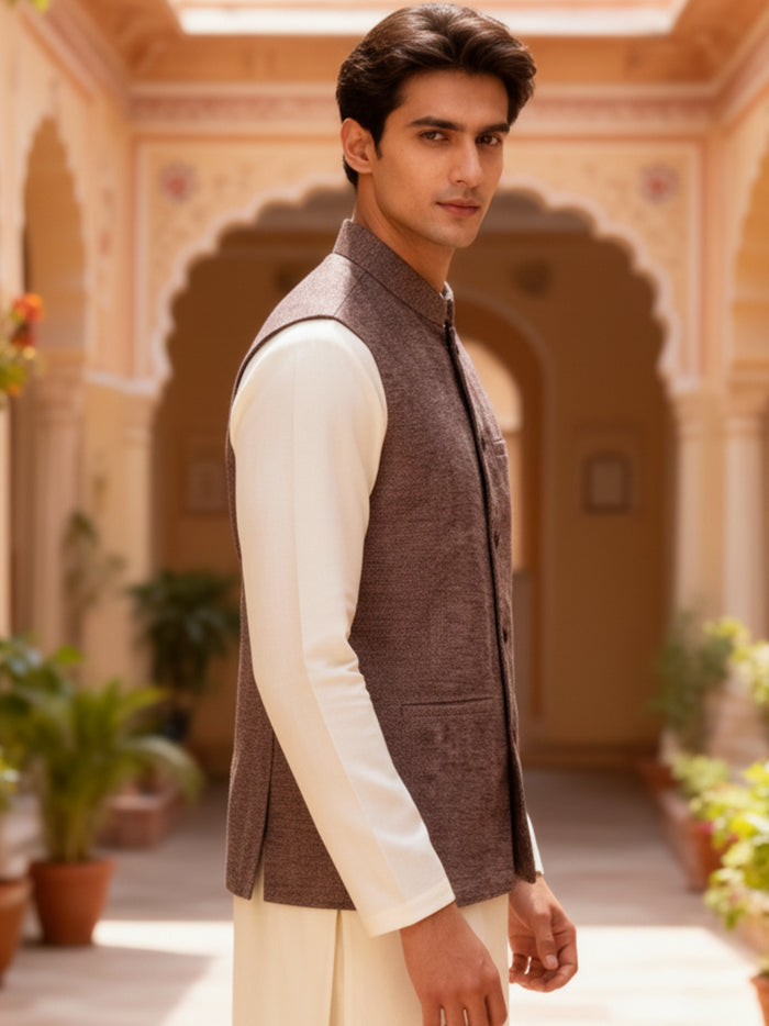 Multi Colour Handwoven Cotton Modi Jacket