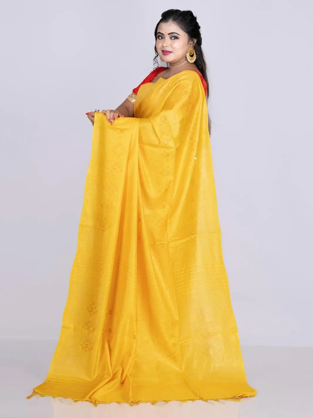 Elegant Yellow Woven BhagalPuri Silk Saree - WeaversIndia