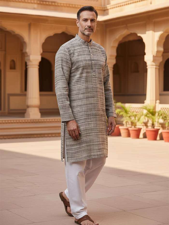 Handwoven Organic Cotton Khaddar Men Kurta