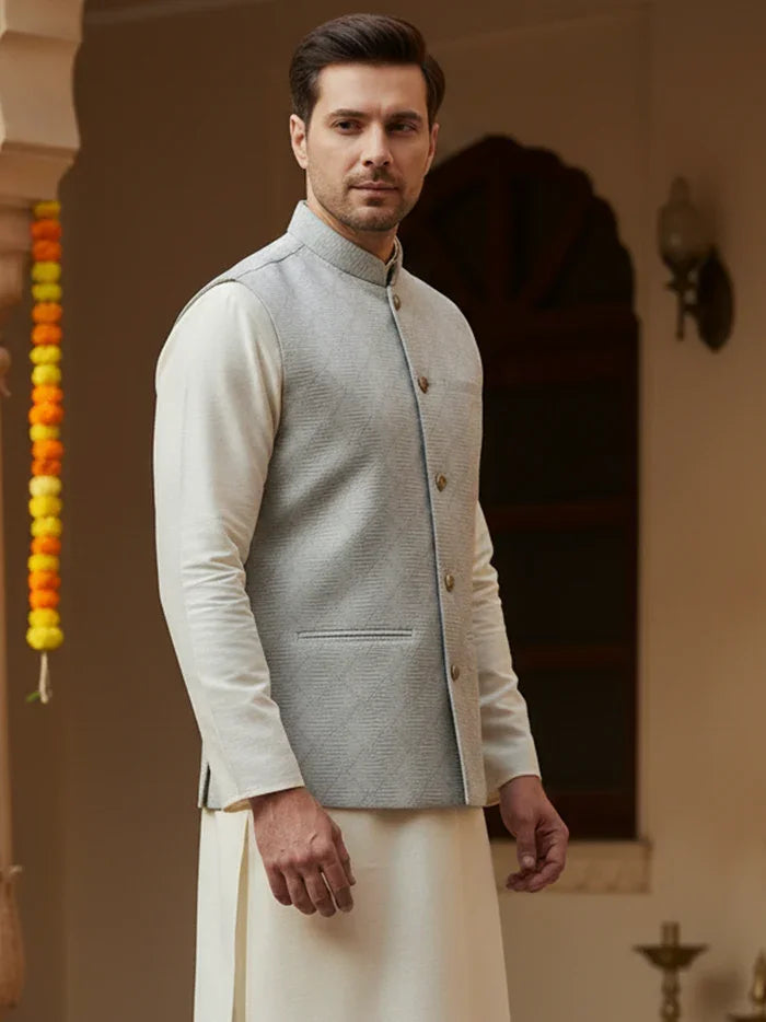 Printed Poly Cotton Modi Jacket - WeaversIndia