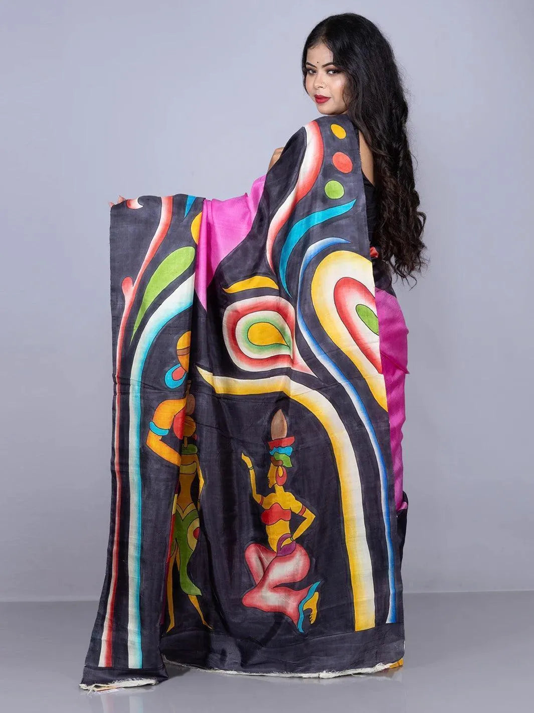 Elegant Hand Painted Bishnupuri Katan Silk Saree - WeaversIndia
