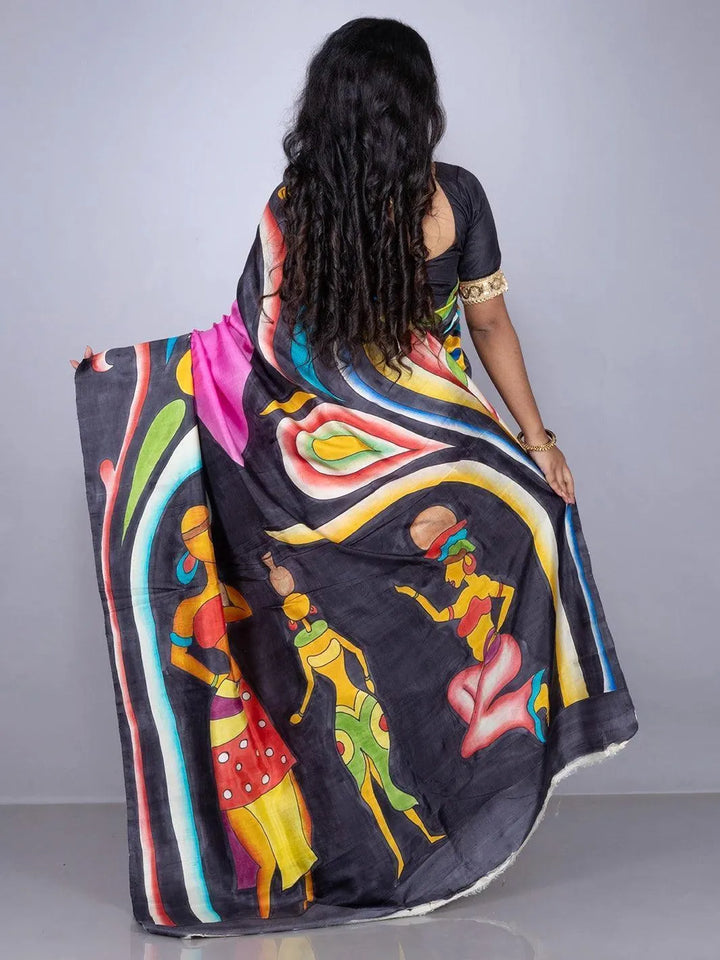 Elegant Hand Painted Bishnupuri Katan Silk Saree - WeaversIndia