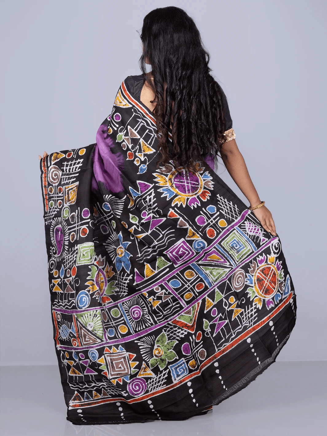 Par Anchal Batik Printed Murshidabad Silk Saree