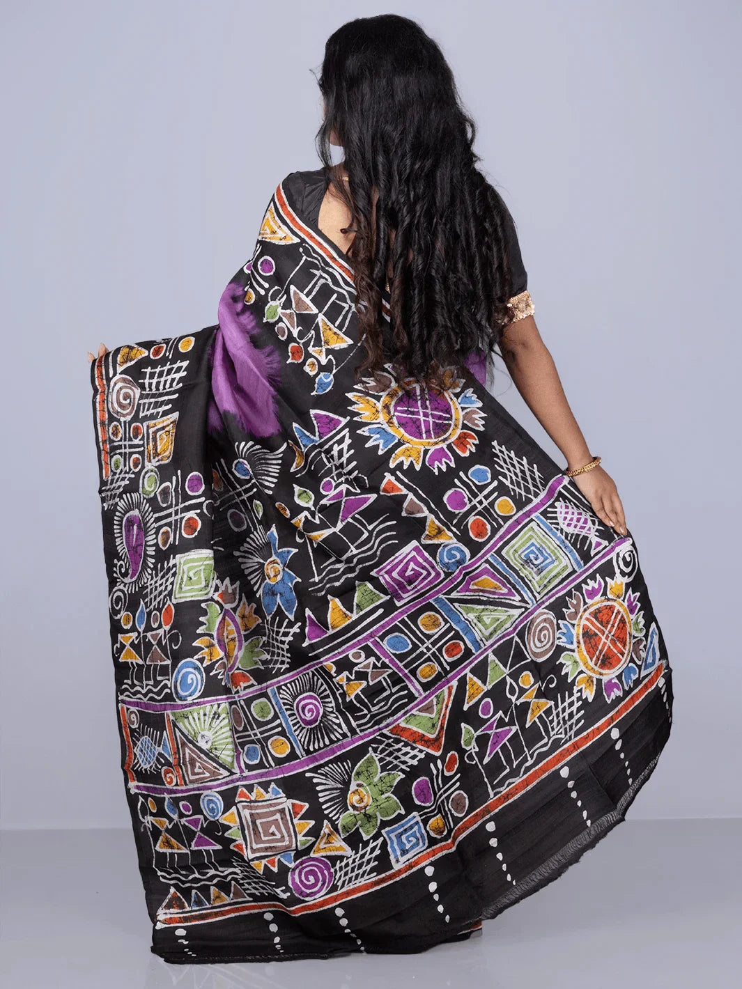 Par Anchal Batik Printed Murshidabad Silk Saree - WeaversIndia