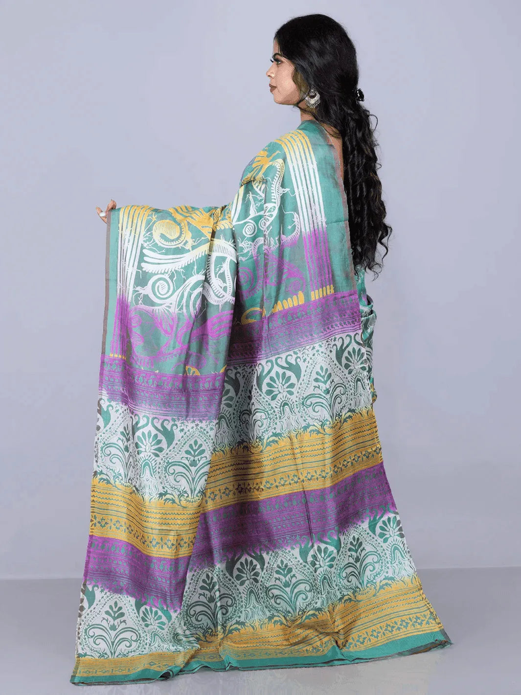 Allover Printed Bishnupuri Katan Silk Saree